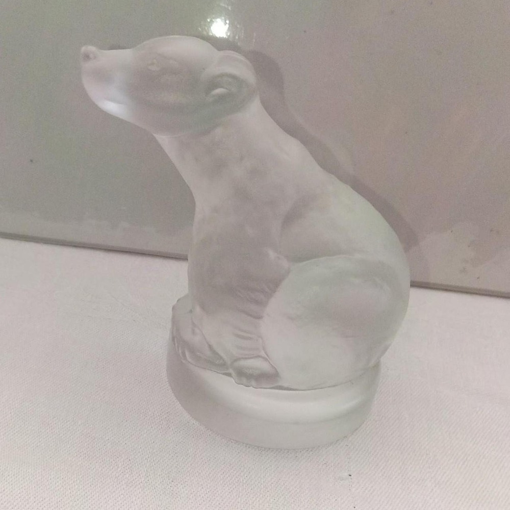 Vintage Crystal Frosted Glass Polar Bear Figurine 3"
